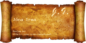 Jóna Irma névjegykártya